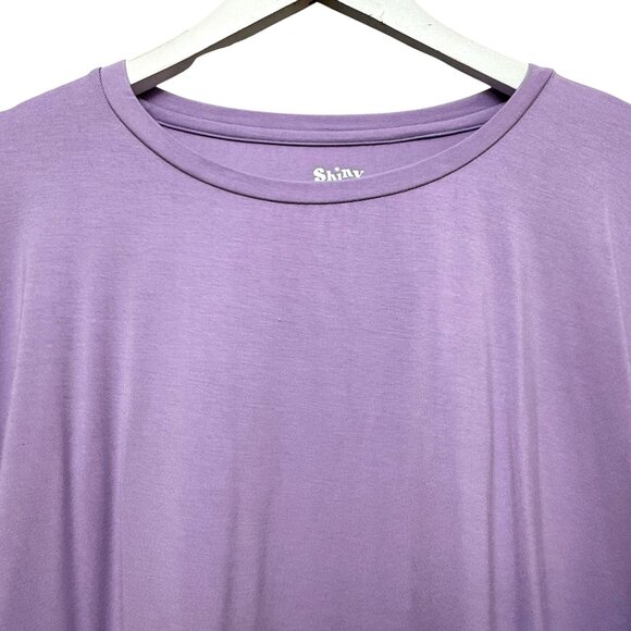 Shiny by Nature Long Sleeve Tee 4XL / 3X Purple Lilac Rayon Blend Plus Size Top - Picture 2 of 7